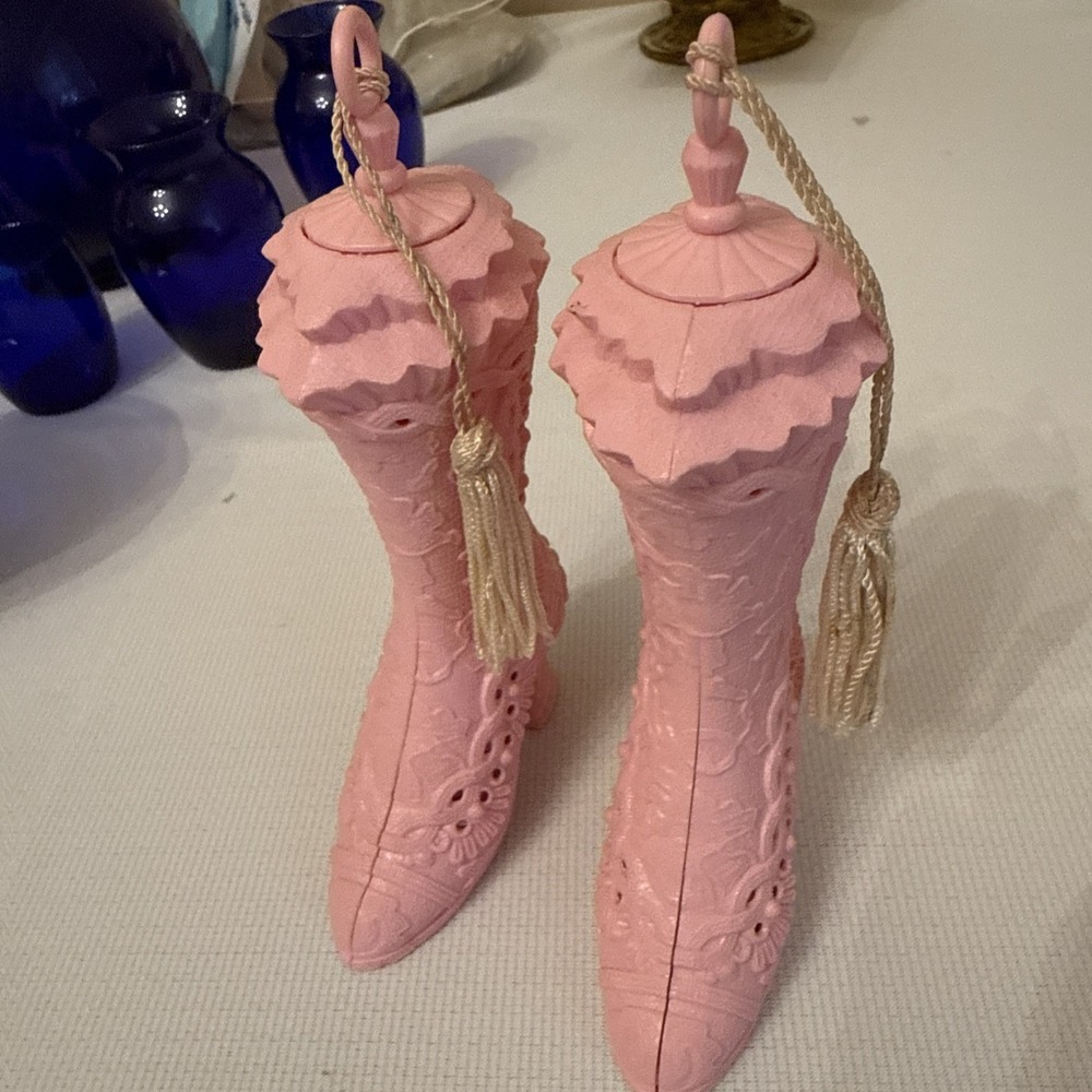 Vintage 1970s Avon Pink 6" Frilly Boot Closet Pomander Potpourri